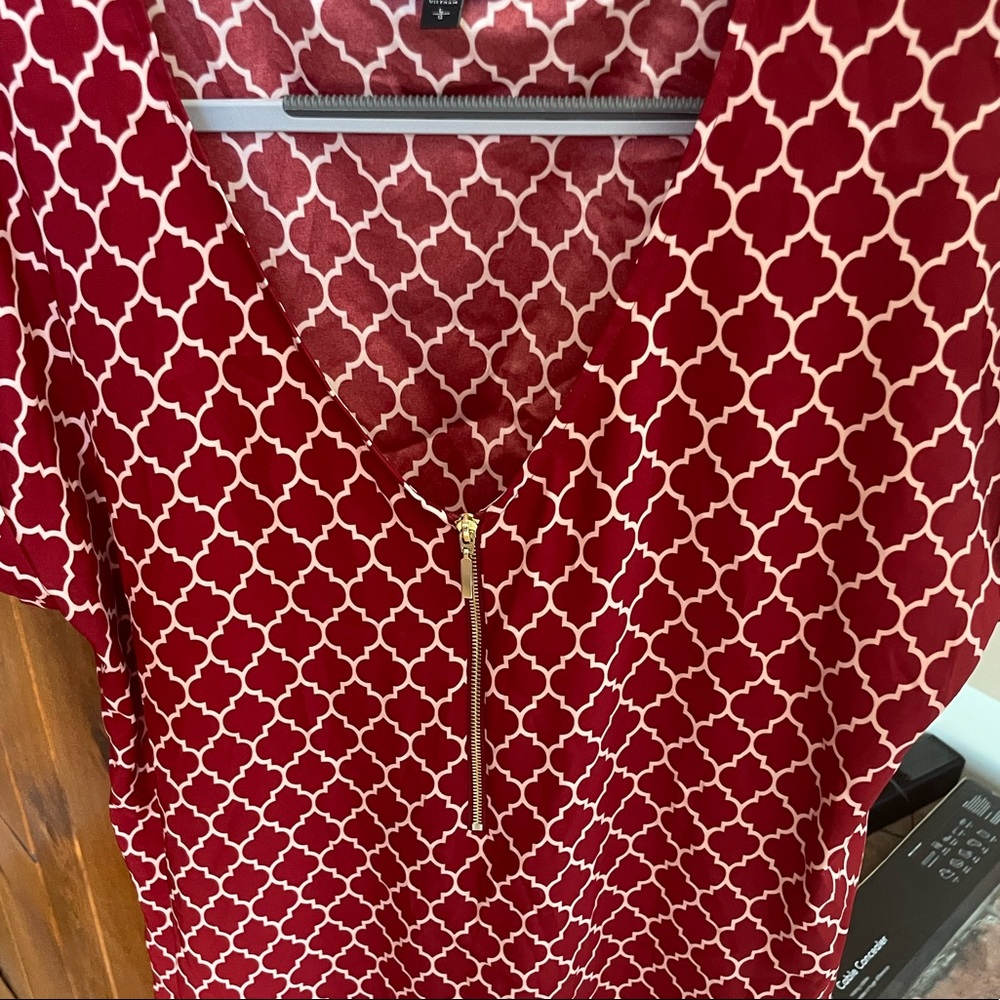 Deep red Express quatrefoil dress shirt